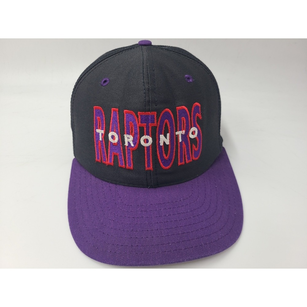 Vintage Toronto Raptors AJD Snapback Hat Cap Men NBA Made in USA Black‎ Purple